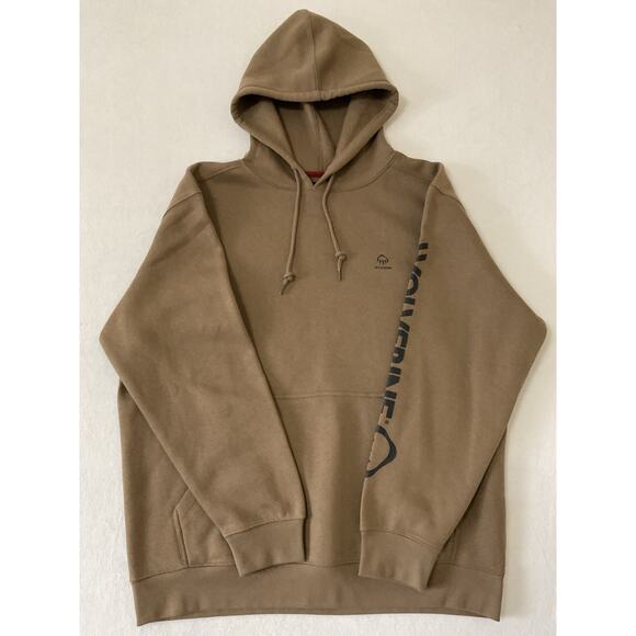 Wolverine Sweatshirt M XXL Brown Pullover Hoodie Mid Weight Sleeve Graphic Work - Picture 1 of 11